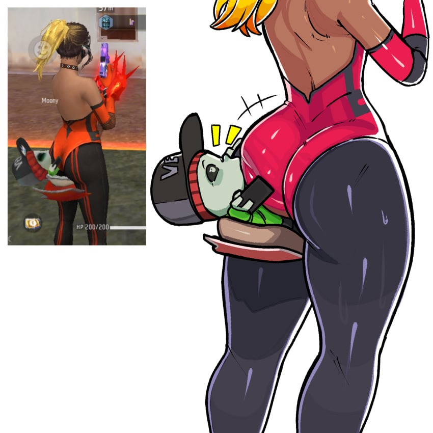 1girls alien ass_in_face black_skin facesitting free_fire garena huge_ass notwawita thick_ass thick_thighs