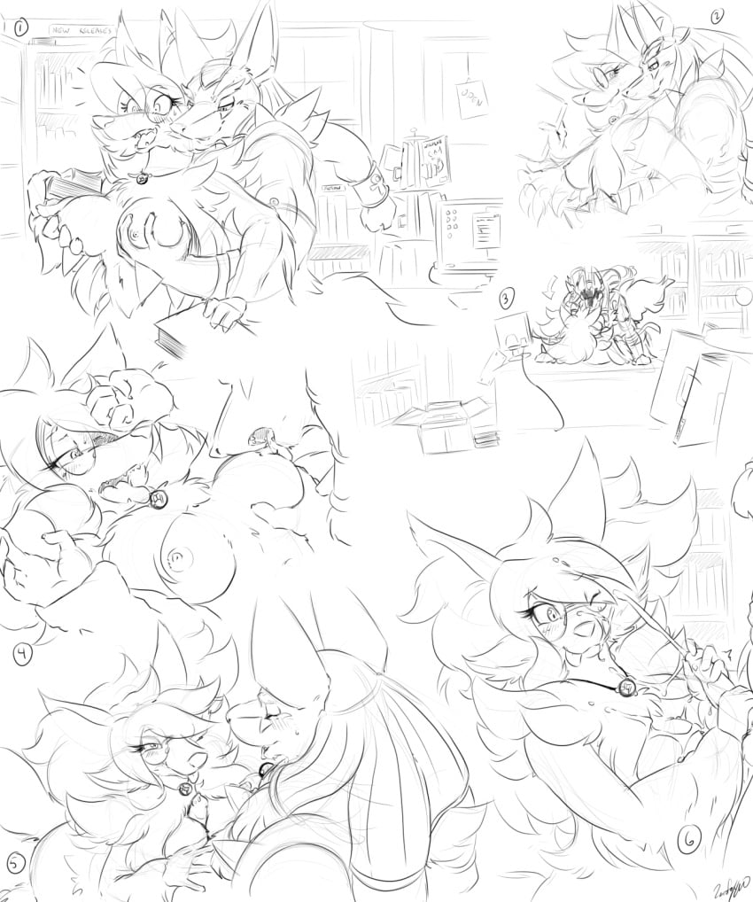 1boy 1girls anthro big_breasts blush breast_grab breasts canine cum delphox den_(character) dress erection furry glasses handjob interspecies lucario mammal maya_del_phox mega_evolution mega_lucario monochrome nintendo nipples original_character paizuri penetration penis pokemon pokemon_(species) pokemon_dppt pokemon_xy pokemorph sex straight table text video_games zerofox1000