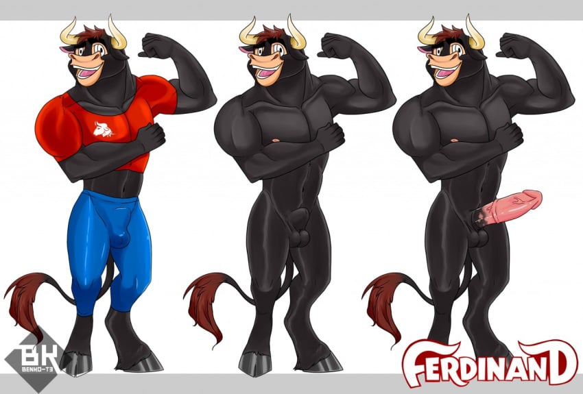 anthro balls benko-t3 bentomilk bovine cattle erection ferdinand_(film) ferdinand_the_bull flexing male male_only mammal penis