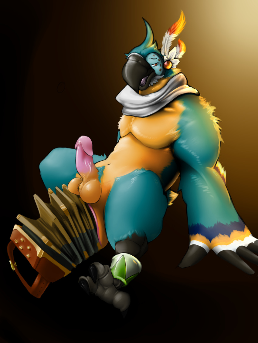 accordion anthro avian breath_of_the_wild kass_(zelda) male_only musical_instrument nintendo penis rito shame the_legend_of_zelda video_games