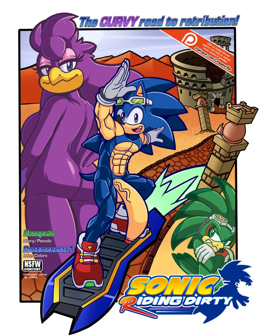 ass avian big_butt big_penis bird comic_cover cover escopeto female front_cover hawk hedgehog hover_board hoverboard huge_butt huge_cock jet_the_hawk male mammal nude penis sega sonic_(series) sonic_riders sonic_riding_dirty sonic_the_hedgehog superbunnygt swallowing video_games wave_the_swallow