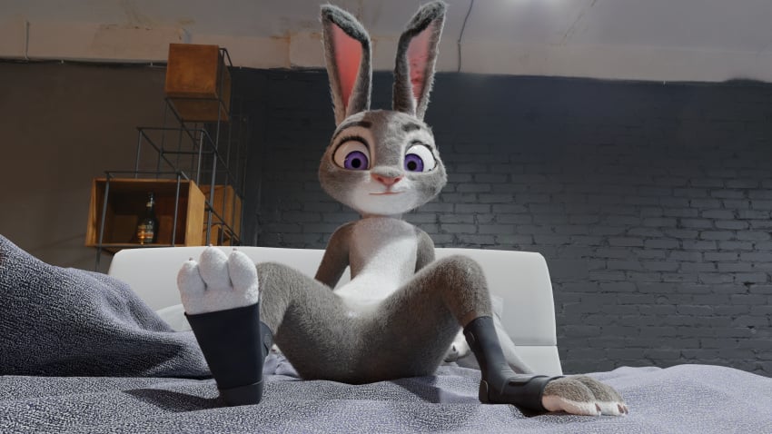 artist_request ass bed feet feet_up female flat_chest fur furry judy_hopps solo zootopia zootropolis