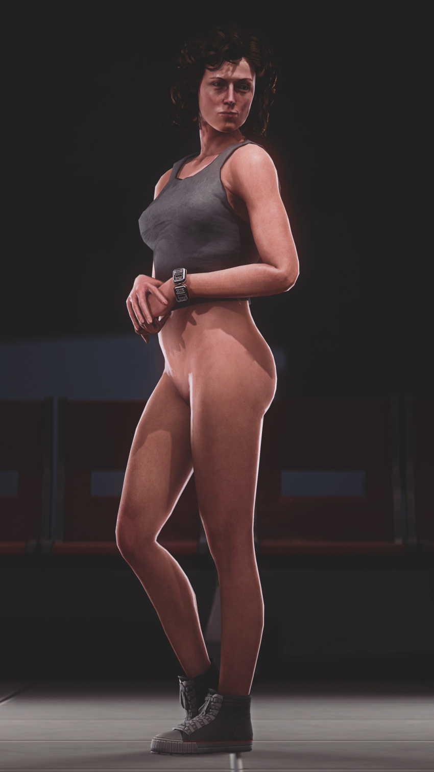 1girls 2016 3d 5_fingers absurd_res alien:_isolation alien_(franchise) bare_shoulders bracelet breasts brown_eyes brown_hair clothes ellen_ripley eyebrows female female_human female_only hair hands human human_female human_only legs lips looking_away nose sfmporn_(artist) shiny shiny_skin shoes solo solo_female source_filmmaker standing stomach