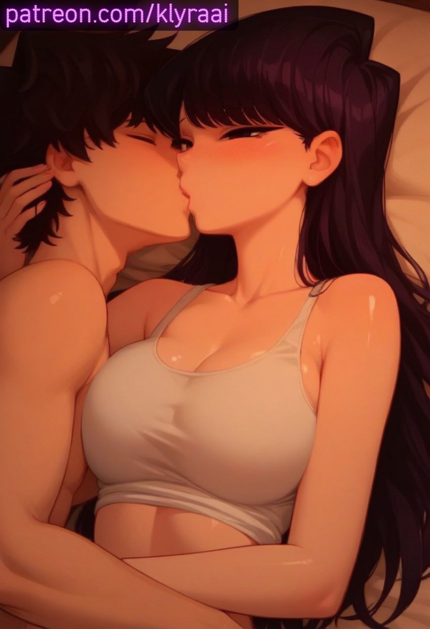 ai_generated big_breasts kissing komi-san_wa_komyushou_desu komi_shouko komi_shousuke ryuuziken01