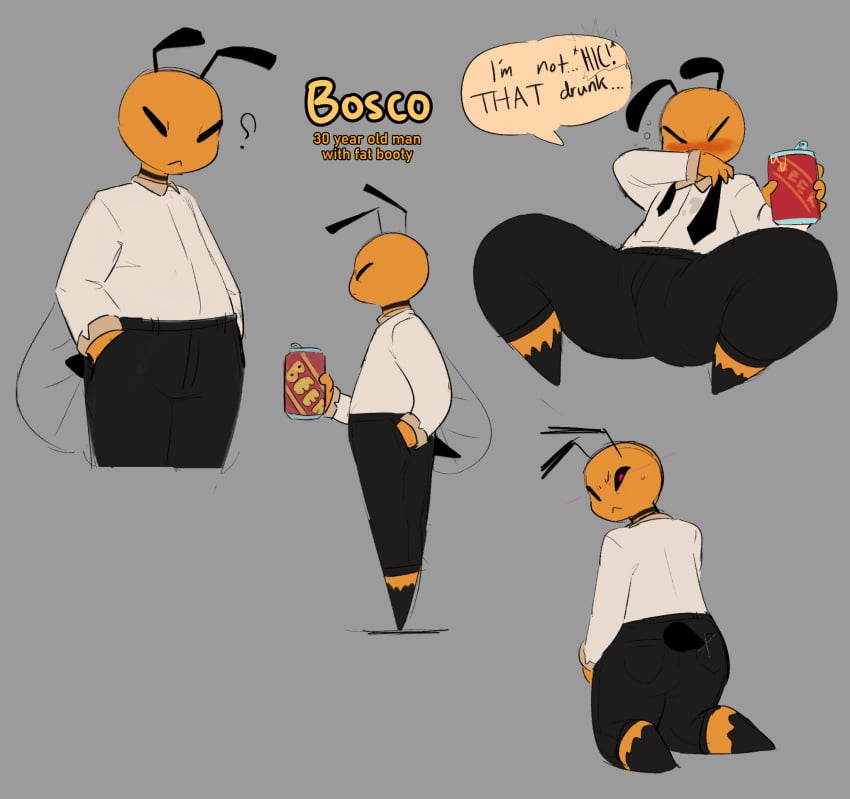 2d bee bee_humanoid big_ass big_butt bosco_(leedlemann) chubby chubby_male digital_media_(artwork) femboy leedlemann thighs wide_hips