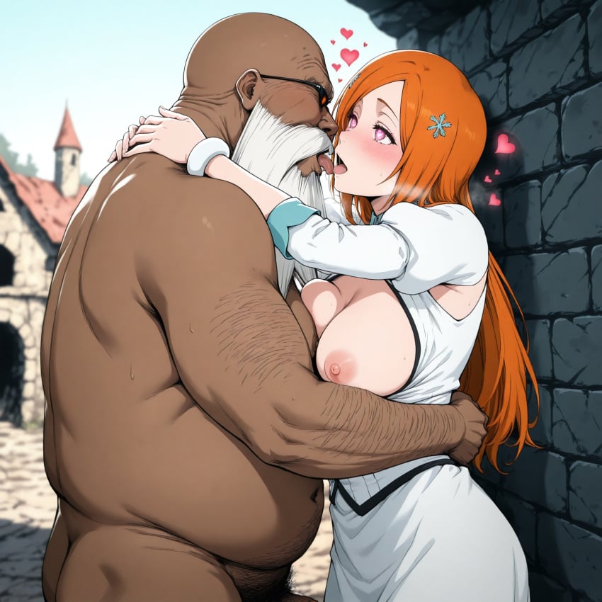 ai_generated bleach breast_press hypnosis inoue_orihime kissing large_breasts mind_control nipples pepe_waccabrada