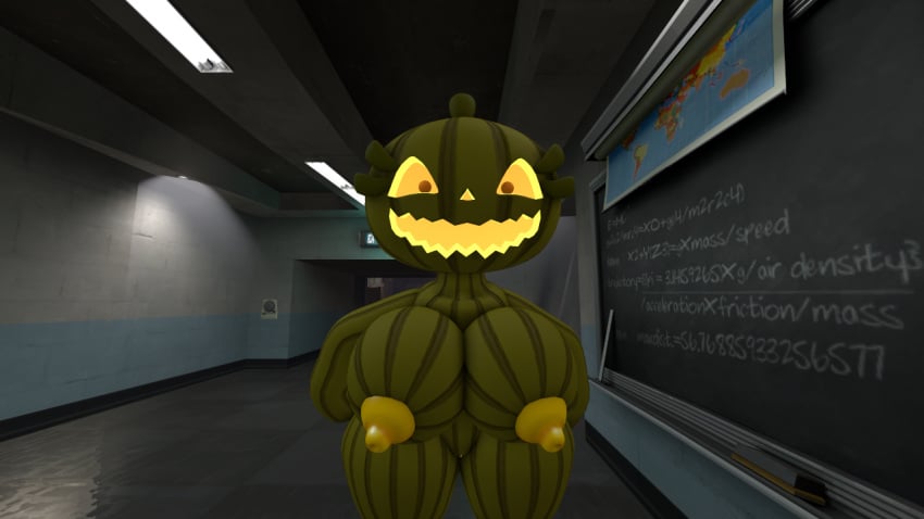 3d big_breasts breasts cute female five_nights_at_freddy's five_nights_at_freddy's_4 halloween jack_o_pumpkin_(fnaf) looking_at_viewer nude pumpkin_girl pumpkin_head solo source_filmmaker