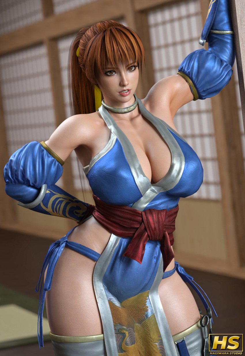 1girls 3d ass big_ass big_breasts breasts busty dead_or_alive female female_only hagiwara_studio kasumi_(doa) orange_eyes orange_hair tagme thick_thighs wide_hips