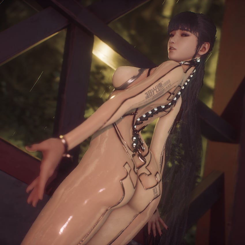 1girls 3d android asian asian_female big_thighs black_hair black_nails brown_eyes bushy_eyebrows curvy eve_(stellar_blade) female female_only jewelry nail_polish ponytail robot robot_girl shiny skintight skintight_bodysuit solo stellar_blade thick thick_eyebrows transparent_latex viewed_from_behind voluptuous your__waifu