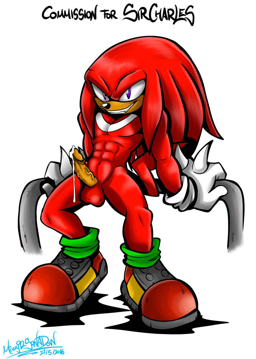 abs cum knuckles_the_echidna male male_only mimy92sonadow penis solo sonic_(series) testicles