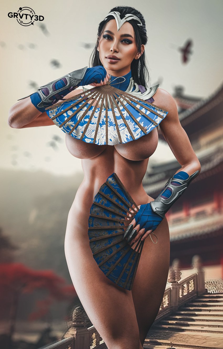 3d ass big_ass big_breasts breasts curvaceous curvy curvy_female curvy_figure female female_only grvty3d kitana kitana_(new_era) mortal_kombat mortal_kombat_1_(2023) muscular muscular_female thick_thighs