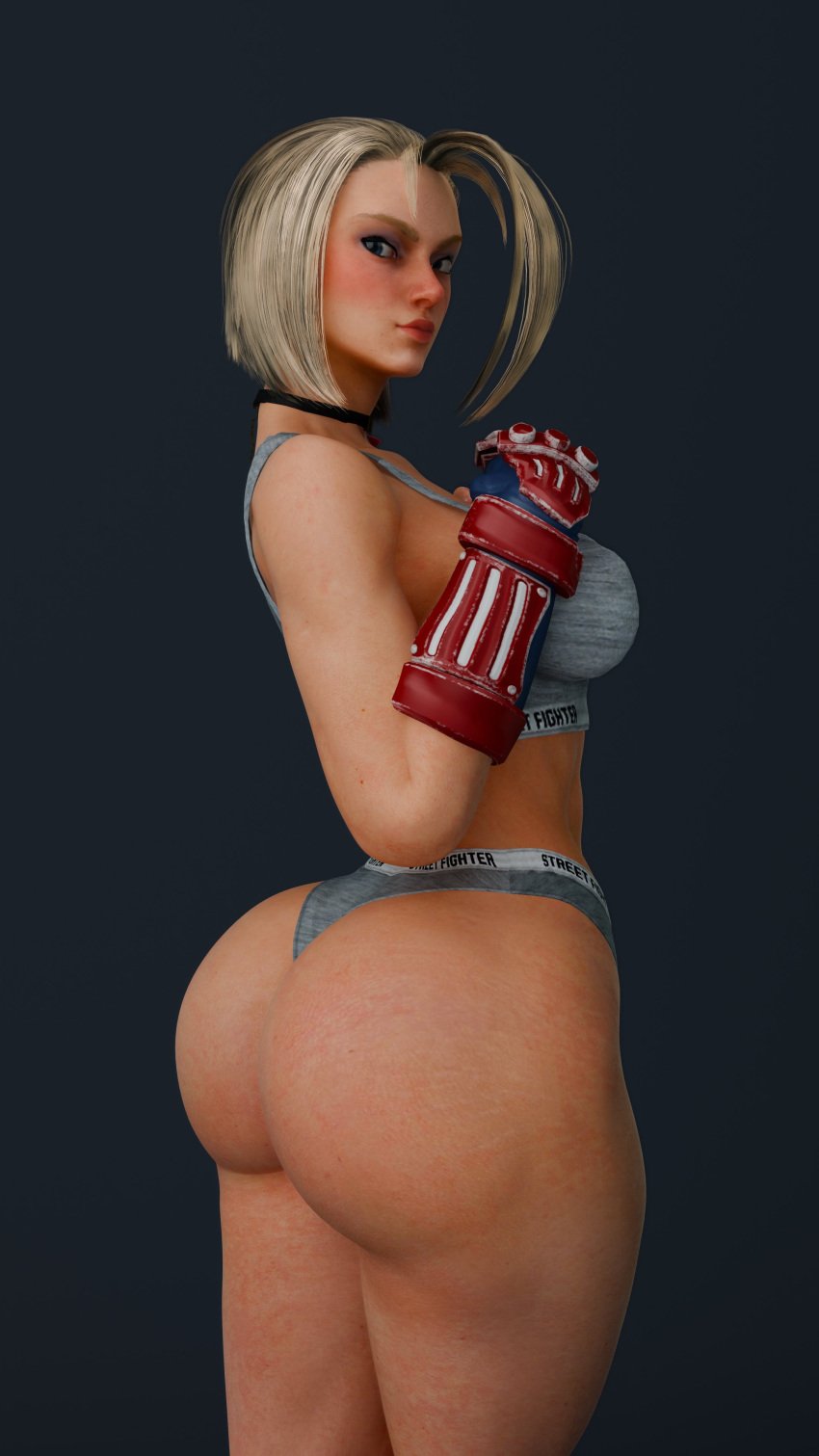 1girls 3d 3d_(artwork) armwear ass big_ass big_hips big_thighs bra bubble_butt cammy_white cpt-flapjack dat_ass female female_only high_resolution large_ass lieutenant_flapjack looking_at_viewer looking_back neckwear no_pants panties pantsless pawg rear_view short_hair simple_background solo solo_female sports_bra sports_panties standing street_fighter street_fighter_6 thick_thighs thighs thong very_high_resolution