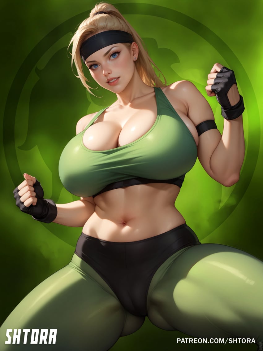 ai_generated big_breasts breasts mortal_kombat shtora sonya_blade thick_thighs