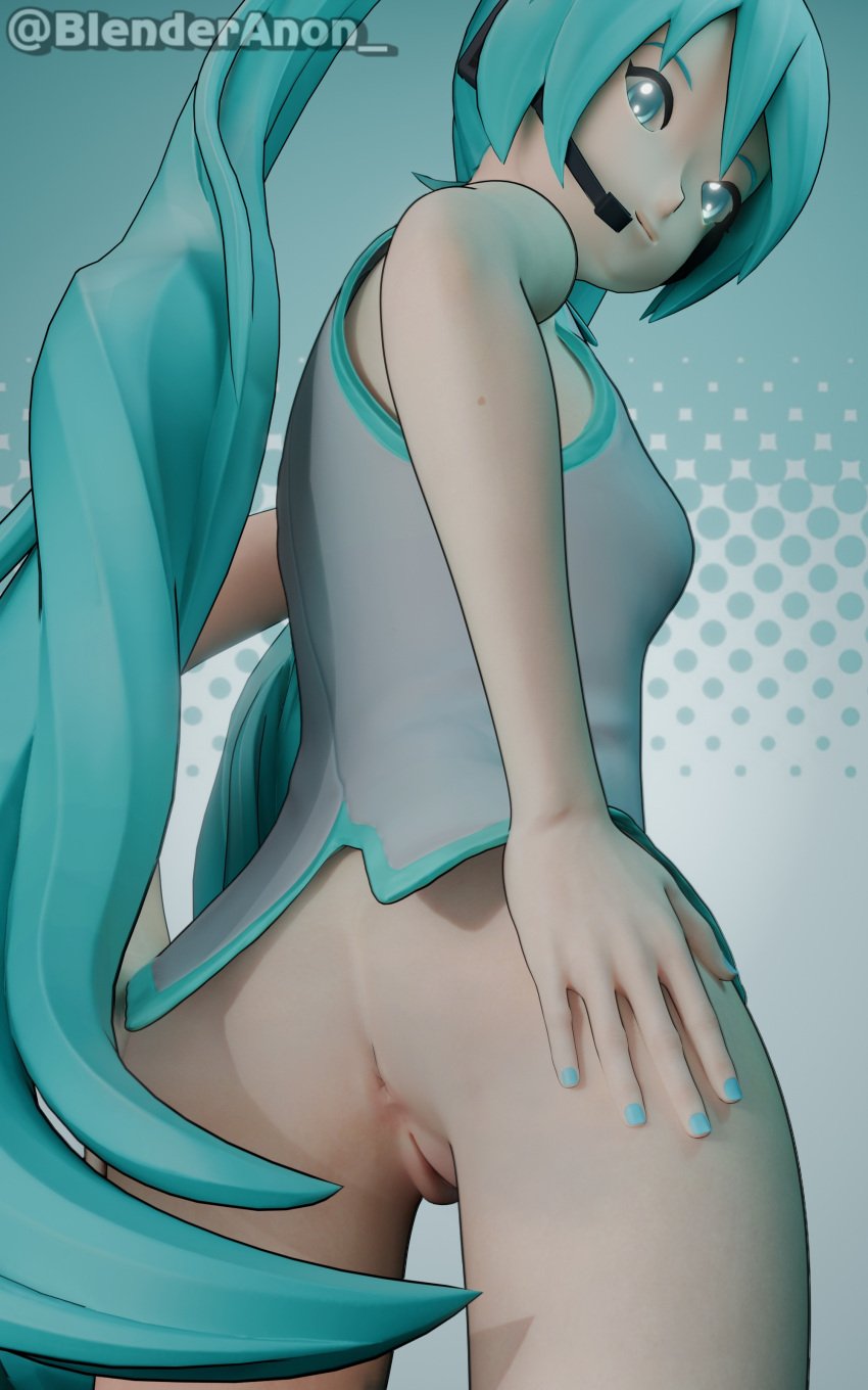 1girls 3d anus anus_focus anus_peek ass ass_focus ass_grab blender blender_(software) blenderanon_ blue_eyes blue_hair fat_mons female female_focus female_only fortnite fortnite:_battle_royale hair_ornament hand_on_ass hand_on_hip hand_on_own_ass hatsune_miku headset long_hair looking_at_viewer looking_back looking_down looking_down_at_viewer multicolored_background nail_polish nails_painted no_panties no_pants painted_nails pantsless pussy pussy_focus pussy_peek shiny_skin shirt_only simple_background small_ass small_breasts solo solo_female solo_focus tagme twintails twitter_username vocaloid watermark