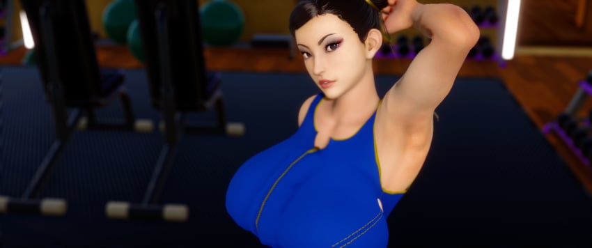 1girls 3d 3d_(artwork) armpit armpit_fetish armpits arms_up big_ass big_breasts chun-li street_fighter street_fighter_6