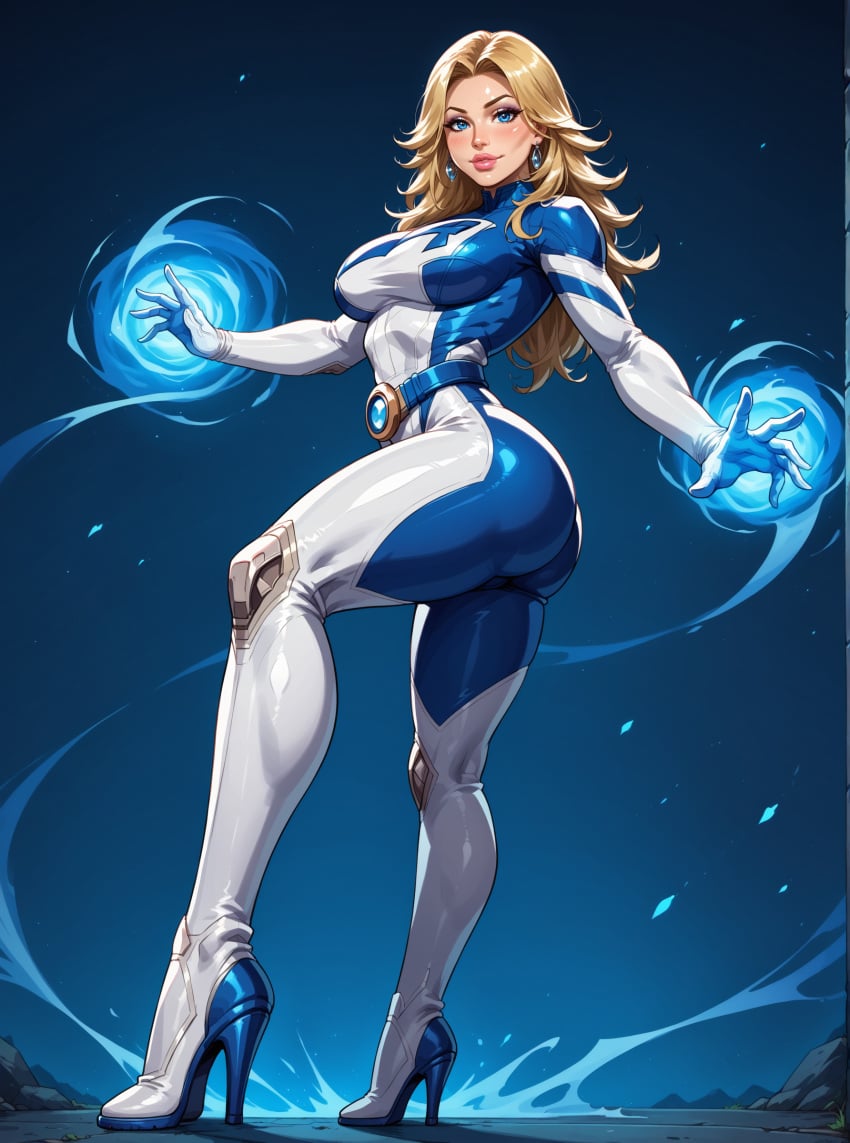 1girls absurdres ai_generated animification ass belt big_ass big_breasts big_butt big_thighs bimbo blonde_hair blue_eyes bodysuit breasts dialogue earrings fantastic_four female female_focus female_only gigantic_thighs hand_on_own_hip heart high_heels highres hoop_earrings huge_ass huge_thighs invisible_woman invisible_woman_(marvel_rivals) jewelry large_breasts long_hair makeup marvel marvel_rivals nipples skintight smile solo sue_richards sue_storm superhero_costume susan_storm tagme text thick_hips thick_thighs thighs twitter xftriber