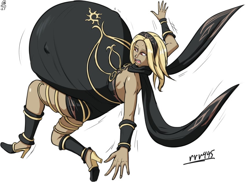 a0iisa belly_bump big_belly dark-skinned_female floating gravity_rush huge_belly hyper_belly hyper_pregnancy kat_(gravity_rush) pregnant pregnant_belly