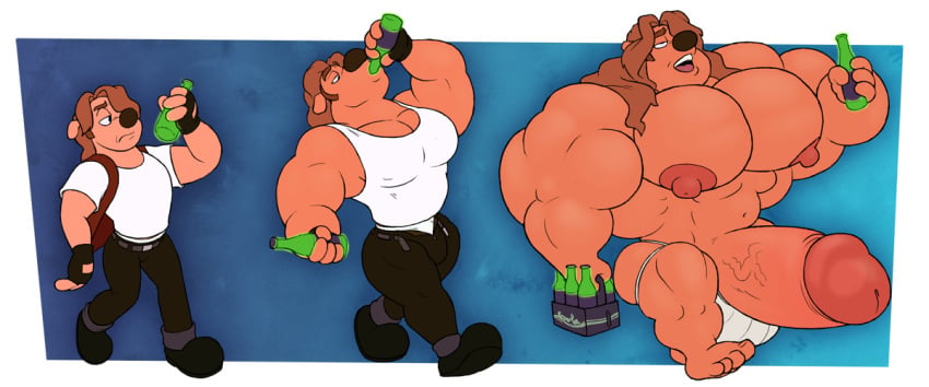 anthro canine chad_(a_goofy_movie) clothing disney goof_troop growth hair_growth humanoid_penis hyper jockstrap male male_only mammal muscle_growth muscular penis penis_growth rubberskunktoo underwear