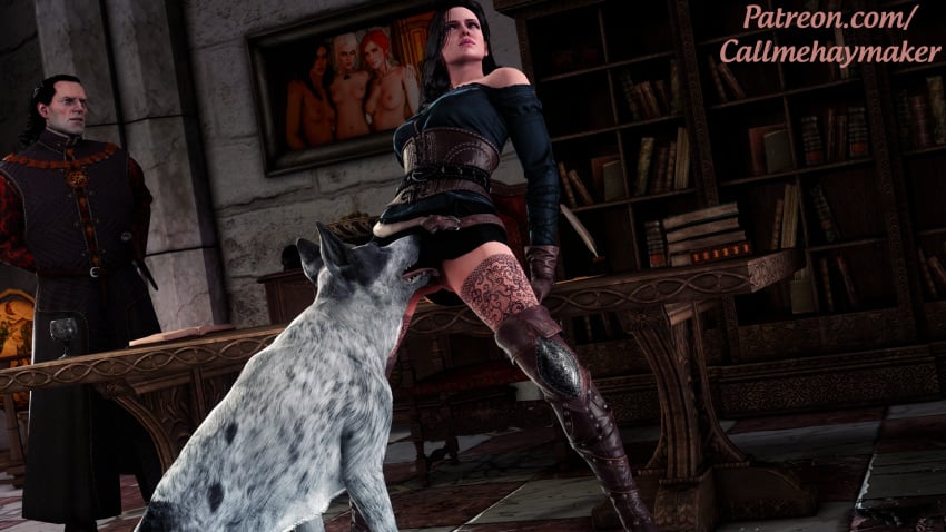 1boy 1girls 3d black_hair callmehaymaker canine cd_projekt_red ciri cunnilingus emhyr_var_emreis female source_filmmaker tagme the_witcher the_witcher_(series) the_witcher_2 the_witcher_3:_wild_hunt triss_merigold yennefer zoophilia