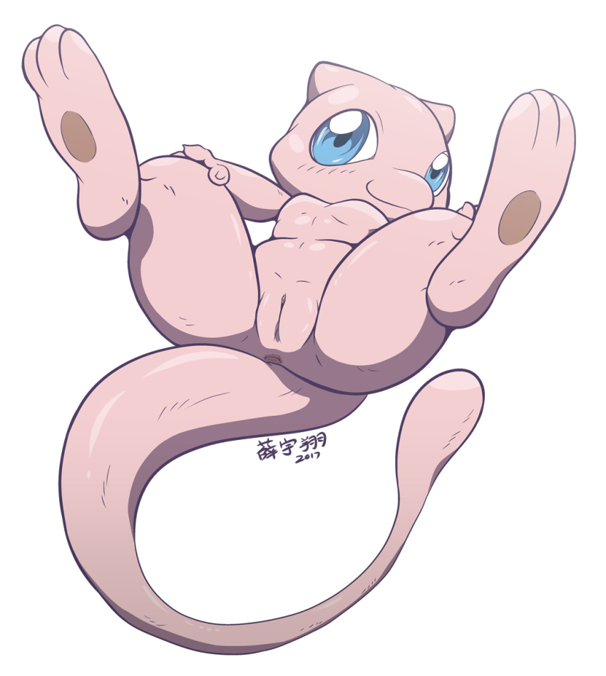 feet female legendary_pokemon mew nintendo pokemon pokemon_(species) pussy solo spread_legs spreading straight_hair video_games zenmigawa