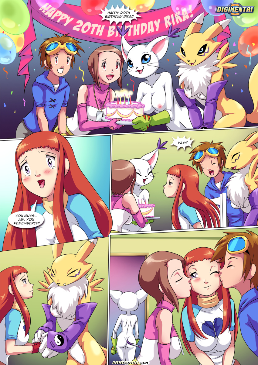 1boy 2016 4girls ^_^ anthro areola ass balloon banner bare_arms bare_back bare_shoulders bbmbbf big_breasts birthday birthday_cake bisexual blush breasts bridal_gauntlets brown_hair burning_candles cake candles canine chest_tuft closed_eyes clothing comic confetti crying curious detailed_background dickgirl digihentai digimon digimon_adventure_02 digimon_tamers dog_tags door elbow_gloves english_text erect_nipples eyewear feline female fingering fingerless_gloves food foreplay fox fur gangbang gatomon gloves goggles grin hair half-closed_eyes happy happy_birthday happy_birthday_rika holding_hands huge_breasts hugging human indoors intersex inviting jewelry kari_kamiya kissing legs lips long_hair looking_at_another looking_back looking_pleasured love male mammal multicolored_candles multicolored_fur multiple_girls mutual_yuri navel neck neck_tuft necklace nipples one_eye_closed page palcomix palcomix_vip panel pants party red_hair renamon rika_nonaka seductive shirt short_hair smile standing straight surprise tagme takato_matsuki tank_top tears text threesome two_tone_fur uncensored uncut whiskers white_fur yellow_fur yuri