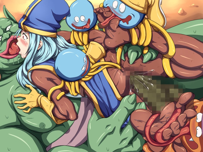 1girls anal anal_sex blush boss_troll censored clothed_sex clothing dragon_quest dragon_quest_iii female healslime interspecies makura_no_doushi priest_(dq3) slime slime_(dragon_quest) slime_monster tentacle troll_(dragon_quest) vaginal_penetration