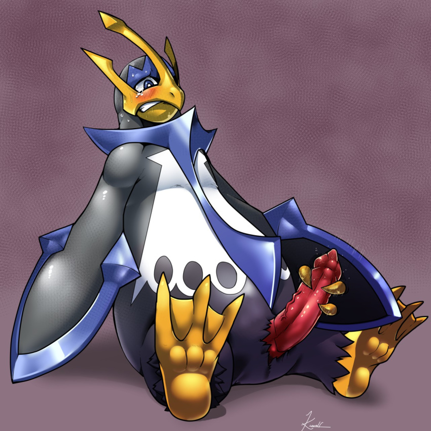 empoleon kivwolf male male_only masturbation nintendo penile_masturbation penis pokemon solo video_games