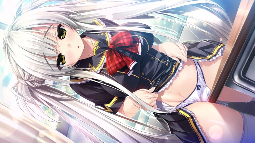 clochette game_cg haruru_minamo_ni! hatagami_mei masturbation pantsu seifuku shintarou skirt_lift thighhighs