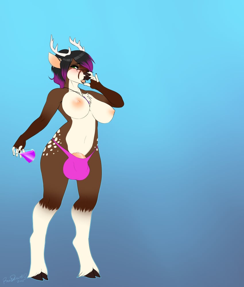 1futa 2015 5_fingers anthro antlers areola balls_expansion big_breasts black_hair blush breasts brown_fur bulge cervine clothed clothing deer deirdrefang dickgirl ear_piercing erlenmeyer_flask eyewear facial_piercing flaccid flask fur furry futa_only futanari glasses green_eyes growth hair hi_res hooves horn intersex jewelry lip_piercing mammal necklace nipples open_mouth penis penis_growth piercing purple_hair revadiehard solo solo_futa spots standing testicle_growth thick_bottom_lip thong tongue tongue_piercing topless