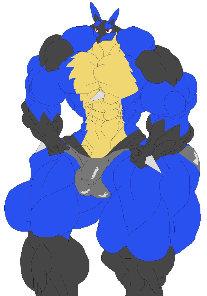 abs biceps inflamusgrow lucario male muscles muscular muscular_arms muscular_legs muscular_male muscular_thighs pecs pokemon