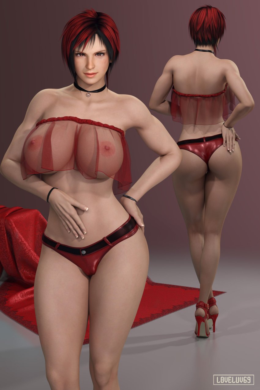 3d blonde_hair busty dead_or_alive female female_focus female_only hourglass_figure loveluv69 mila_(doa) nude nude_female nudity pinup pinup_pose red_hair tagme tomboy wide_hips