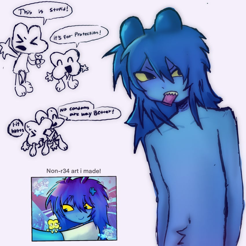 algebralien algebraliens battle_for_dream_island bfb bfdi bfdia blue_body blue_hair cock condom condom_in_mouth condom_wrapper condoms four_(bfb) gay gay_sex happy_trail male object_show object_show_community object_shows osc pompompurin tentacle tentacle_sex tongue tongue_out tpot variables x_(bfb) x_finds_out_his_value xfohv