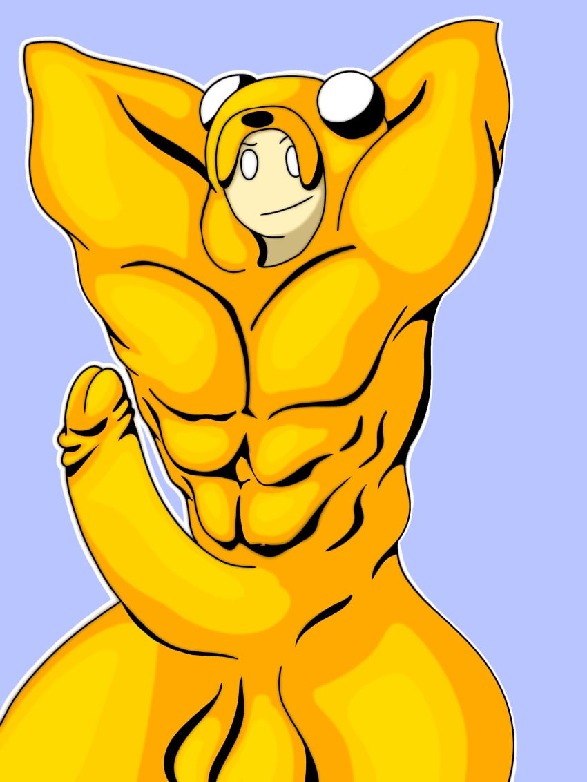 big_balls big_dick big_penis big_testicles caritxxx cartoon cartoon_network finn_the_human jake_the_dog jakesuit male_only muscles no_background penis self_upload strong yellow_body