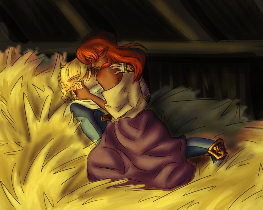 1boy 1girl barn barn_sex clothed clothed_sex clothing couple cruisercrusher farmgirl hidden_sex malon nintendo ocarina_of_time on_straw self_upload sex_on_straw sheik straw the_legend_of_zelda