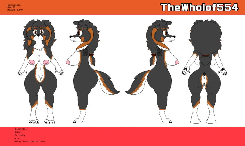 anthro black_fur brown_eyes brown_fur female furry layla_(thewholof554) original_character rough_collie thewholof554 white_fur