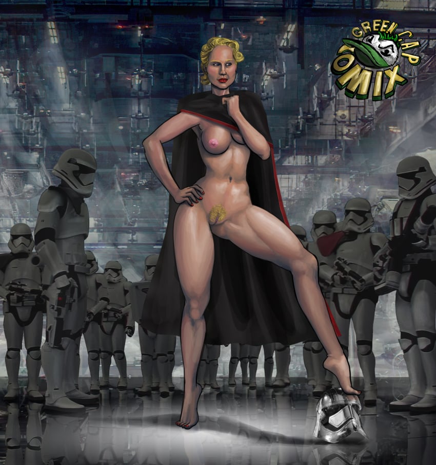 blonde_hair breasts captain_phasma female female_focus green_cap_comix nipples pubic_hair pussy short_hair solo_focus star_wars