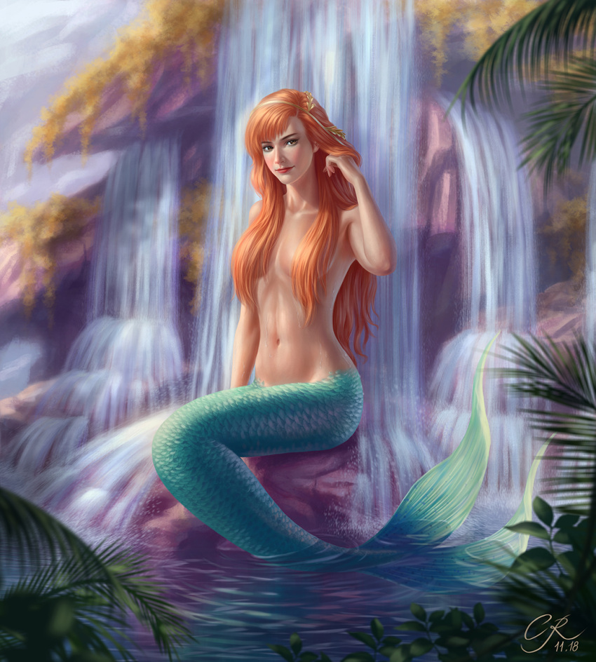 artist_request atlanteia closed_eyes disney long_hair mermaid mermaid_girl mermaid_position mermaid_tail peter_pan peter_pan_(disney) red_lipstick scales seductive_look seductive_pose