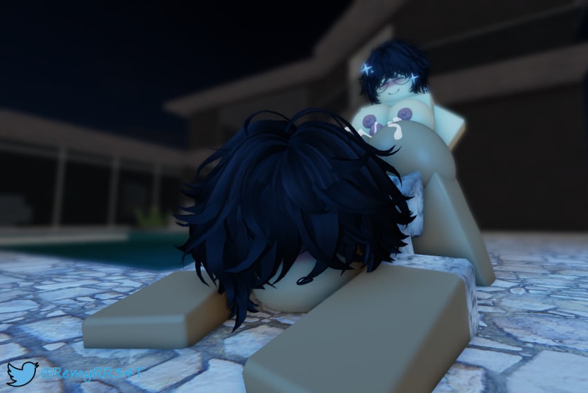 1boy 1futa 3d 3d_(artwork) ass bent_over breasts cum from_behind outside penis remyrr34 roblox robloxian self_upload sex tagme twink