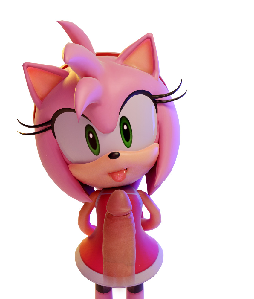 3d amy_rose candyhead faceless_male green_eyes pink_fur sonic_(series) tongue tongue_out