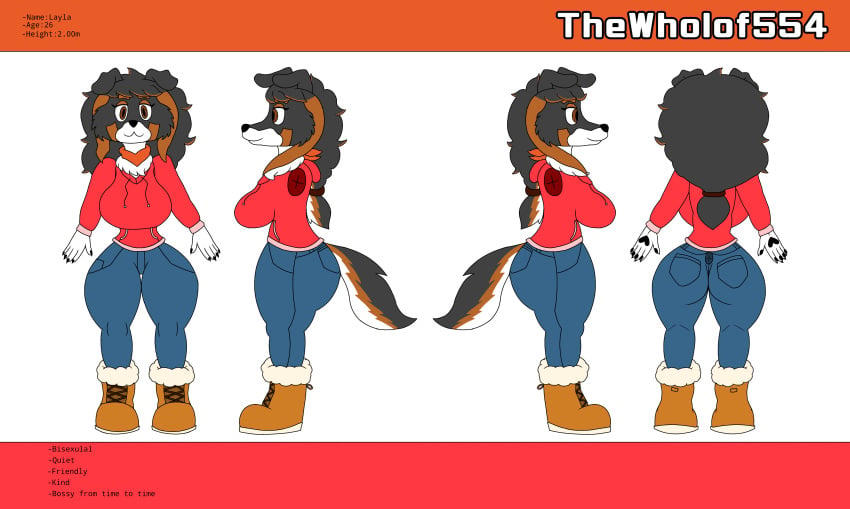 anthro black_fur brown_eyes female female_only furry layla_(thewholof554) original_character rough_collie thewholof554 white_fur