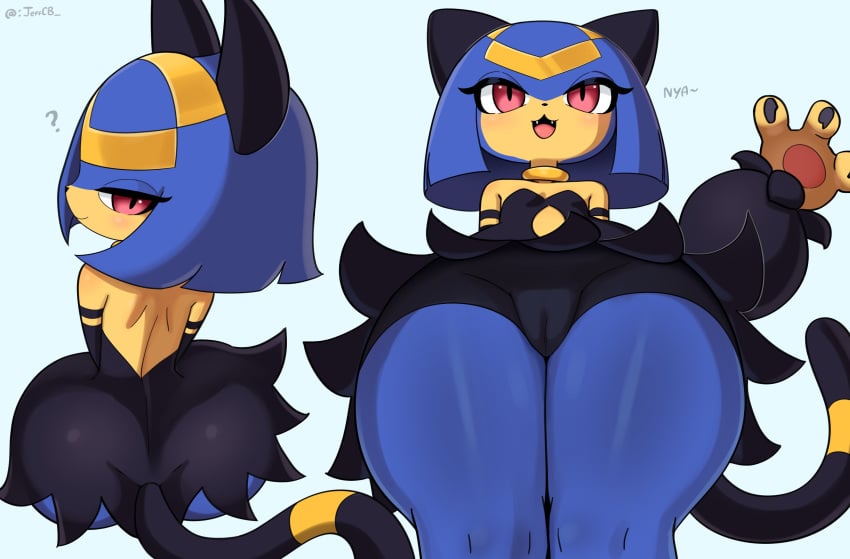 big_ass blue_hair blue_thighhighs cameltoe cat_ears cat_girl cat_tail catgirl female female_only jeffcb_ looking_at_viewer looking_pleasured palworld pocketpair sekhmet_(pal) thick thick_ass thick_thighs thigh_highs thighhighs thighs vaginal