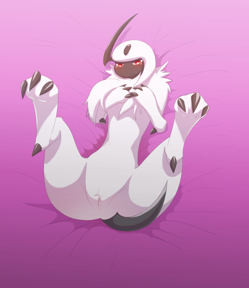 absol blush edit female feral fur furry furry_only kajinchu lying nintendo on_back pokémon_(species) pokemon pokemon_(species) pussy red_eyes solo tail uncensored video_games white_fur