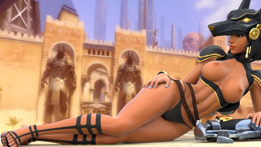 16:9 1girls 3840x2160 3d 4k absurd_res absurdres activision angle_view anubis_pharah areolae arhoangel belly_button belt black_hair black_high_heels black_panties black_thong blender blender_(software) blizzard_entertainment blue_nail_polish blue_toenail_polish blurred_background breasts brown_belt cairo_(city) chest city_background dark-skinned_female dark_skin day daylight daytime depth_of_field desert detailed_background egypt egyptian_mythology elbows eyes_open fareeha_amari feet female female_only fingernail_polish fingernails fingers front_view hair_ornament hand_on_hip hand_on_thigh helmet hi_res high_heels highres hips human jetpack jump_jet knees laying_on_side legs lying microsoft mouth_closed nail_polish navel neck nipples on_side outdoors outside overwatch painted_fingernails painted_nails painted_toenails panties pharah picture raptora_mark_iv rocket_launcher rocks short_black_hair short_hair shoulder_armor shoulders side_view skyscraper smirk snout solo statues straight_hair temple_of_anubis_(map) thighs thong toenail_polish toes trees twin_braids uhd walls watch_tower weapon