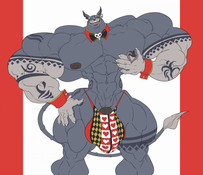 alice_madness_returns bodybuilder bulge cheshire_cat chesire_cat flaccid furry hyper hyper_bulge hyper_cock hyper_genitalia hyper_muscles hyper_penis male male_only muscles muscular muscular_arms muscular_male muscular_thighs remert solo solo_male