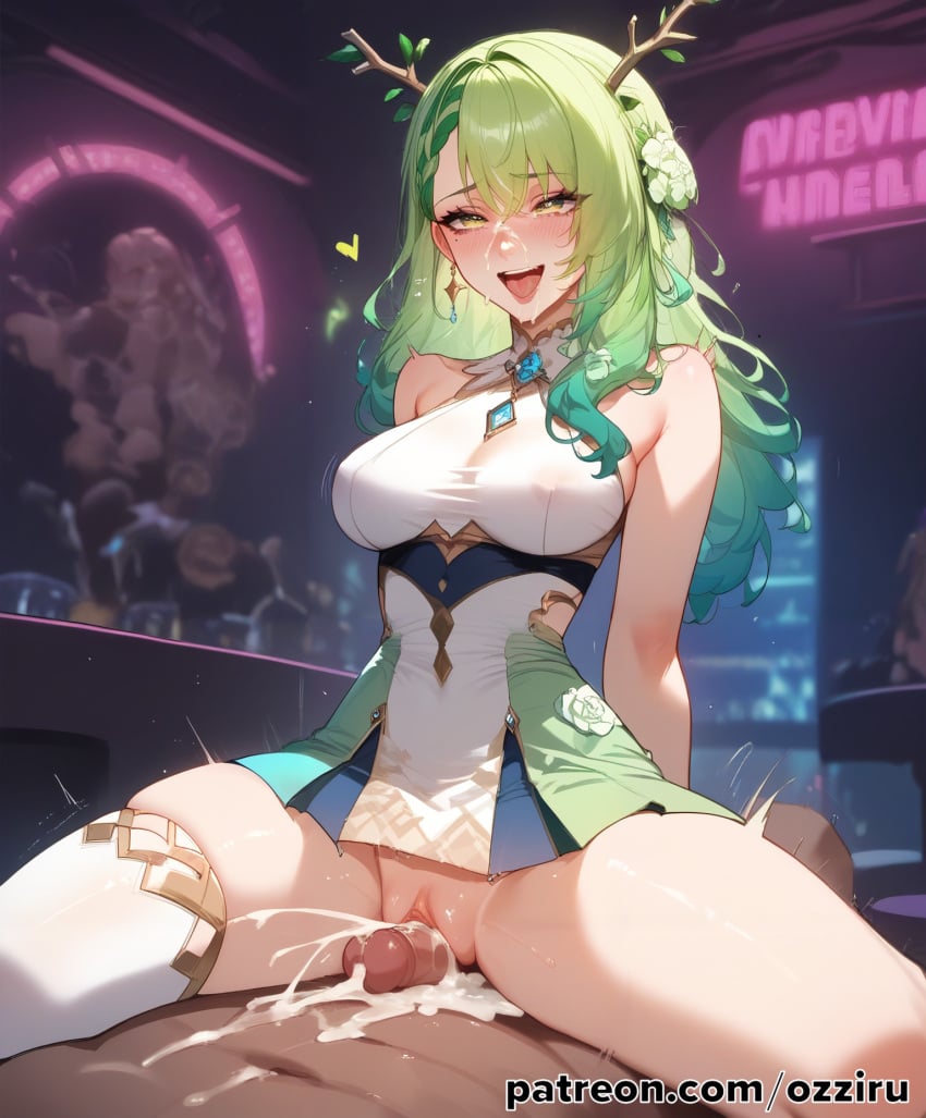 1boy 1boy1girl absurd_res after_sex ai_generated anime ceres_fauna cowgirl_position cum cumshot cute cute_face female female_focus female_penetrated green_hair grinding grinding_on_penis hi_res highres hololive hololive_english hololive_english_-council- hololive_english_-promise- long_hair male male/female male_penetrating male_penetrating_female ozziru patreon prostitution self_upload sex sexy straight strip_club uncensored vtuber
