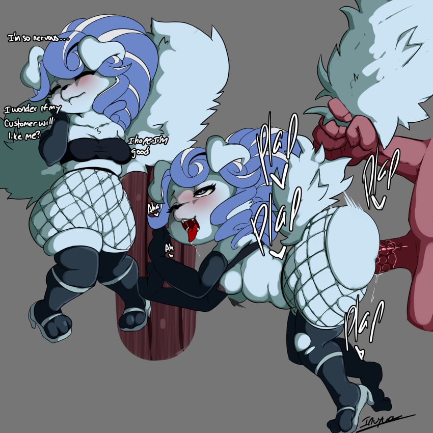 absurd_res against_surface against_wall anthro armwear blue_body blue_eyes blue_fur blue_hair blush bodily_fluids breasts canid canine canis clothing colored curly_hair dialogue domestic_dog drooling duel_monster duo elbow_gloves embarrased_horny embarrassed embarrassed_female fairy_tail-rella female female_focus fishnet_clothing footwear fur genital_fluids gloves hair handwear hi_res high_heels human humanoid inuyuru legwear lifted lifted_by_tail looking_pleasured looking_up male male/female mammal one_eye_closed onomatopoeia open_mouth penetration prostitution raised_tail reluctant saliva shoes shy simple_background size_difference solo_focus sound_effects stiletto_heels stockings tail tail_grab text tongue tongue_out topwear torn_clothing torn_legwear torn_stockings tube_top unsure vaginal_fluids vaginal_penetration vaginal_penetration yu-gi-oh!