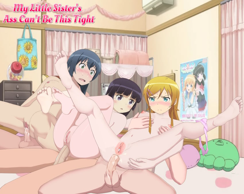 3girls anal anal_sex blush brother_and_sister cowgirl_position father_and_daughter female gokou_ruri human incest kirino_kosaka makishima_saori male my_little_sister_can't_be_this_cute nude ore_no_imouto_ga_konna_ni_kawaii_wake_ga_nai partial_male pussy reverse_cowgirl_position siblings straight vaginal_penetration wampik