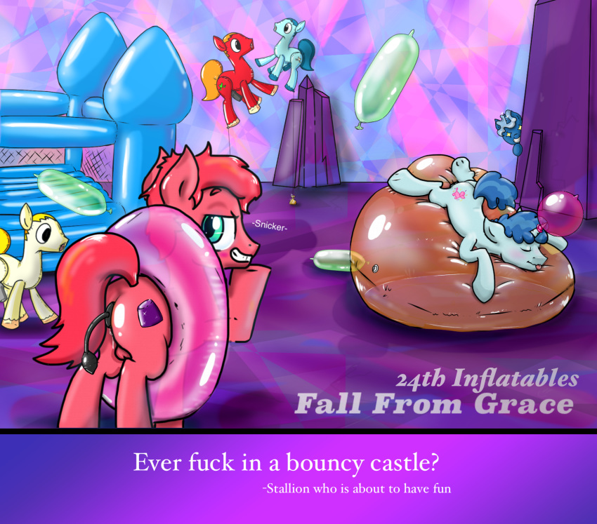 balloon bouncy_castle condom equine friendship_is_magic inflatable_buttplug inflatables killian_joy male mammal my_little_pony party_favor_(mlp) royal_pin_(mlp) yaoi