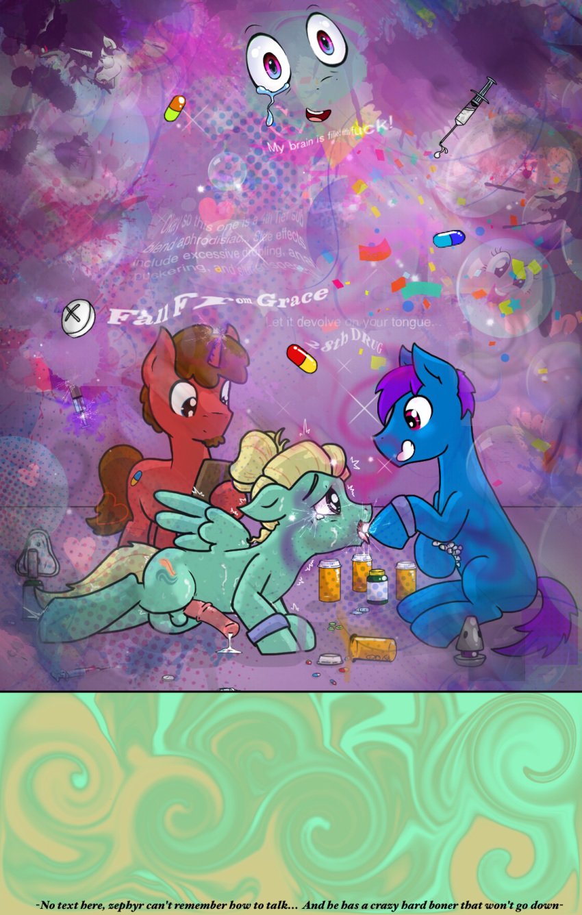 drugs fan_character forced friendship_is_magic hallucination killian_joy male mind_break my_little_pony penis smooth_skin tears yaoi zephyr_breeze_(mlp)