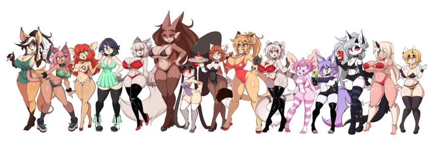 big_breasts braixen breasts cleavage cow_print elizabeth_fox felis_(lucyfercomic) female furry gaghiel_(diives) game_freak goya_(lucyfercomic) hiel_(lucyfercomic) huge_breasts loona_(helluva_boss) lucyfercomic nikki_(lucyfercomic) nintendo pokemon pokemon_(species) tagme thick_thighs wide_hips